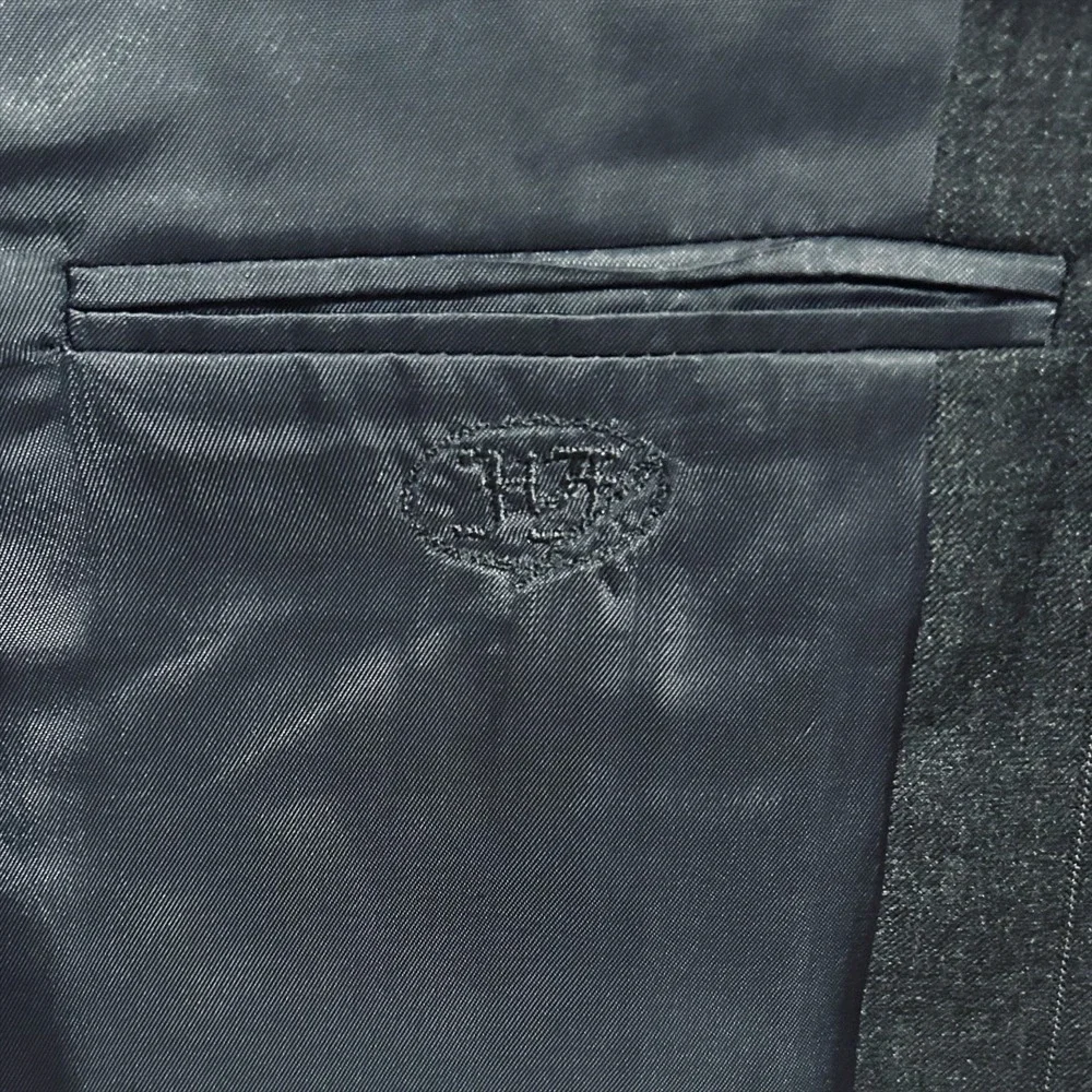Hickey Freeman Loro Piana‎ 120s Wool Suit Jacket 41R Gray White Pinstripe Blazer